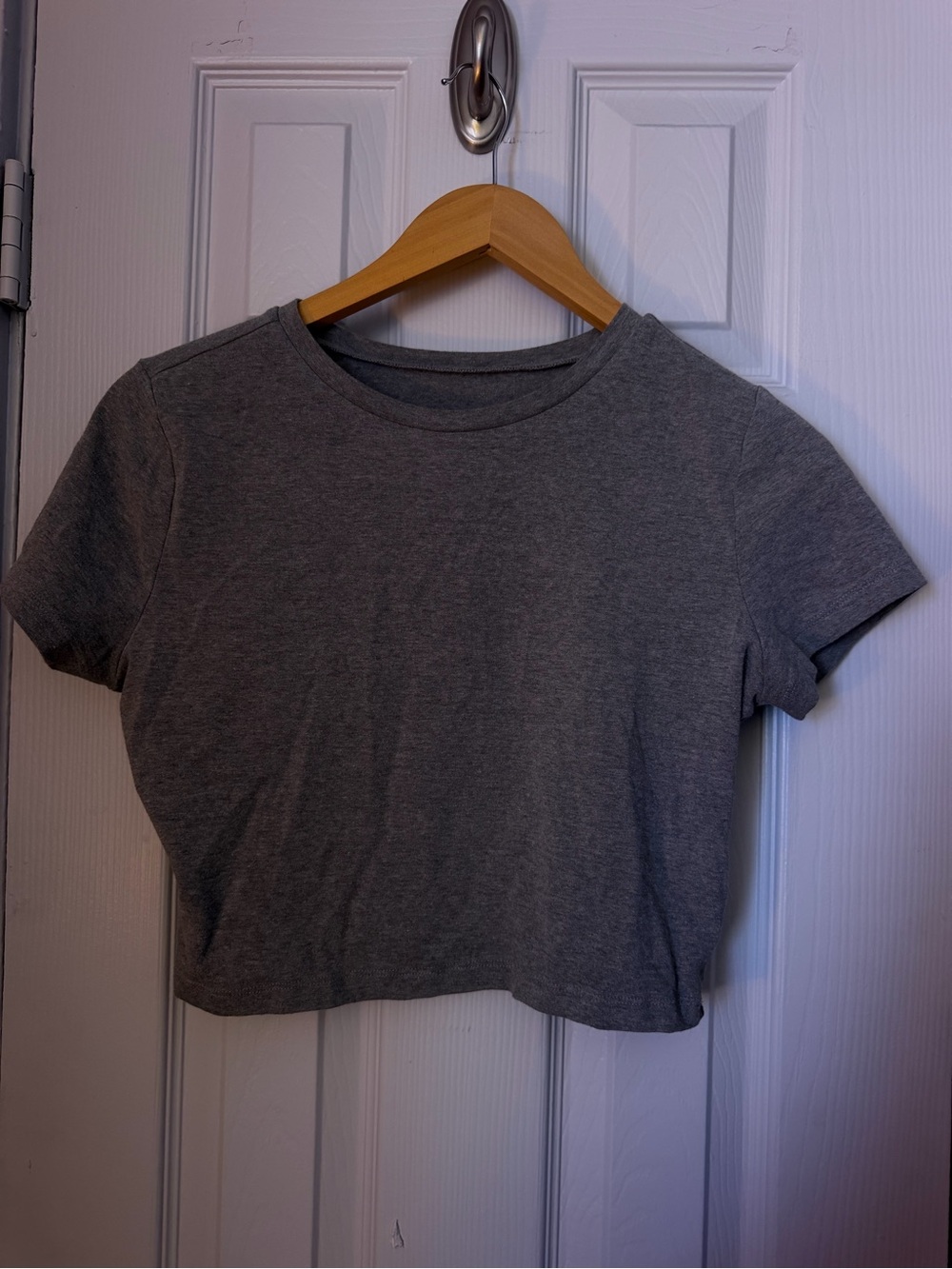 3 Piece Bundle Classic Crewneck Cropped T-Shirt - Gray, white , olive green